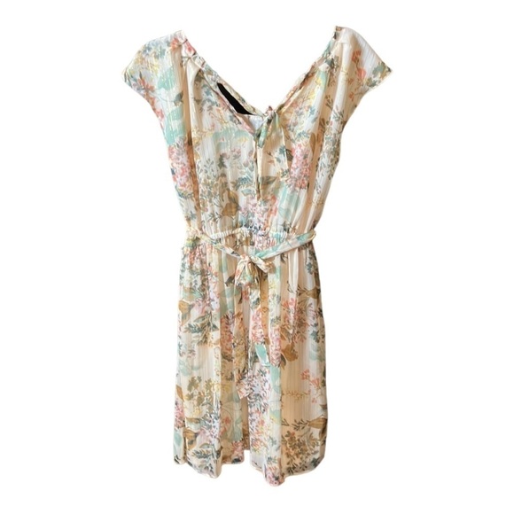 LC Lauren Conrad Pleat Neck Fit & Flare Tropical Vacation Dress Small - Picture 9 of 11